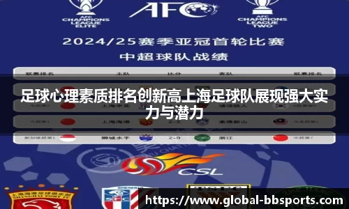 足球心理素质排名创新高上海足球队展现强大实力与潜力